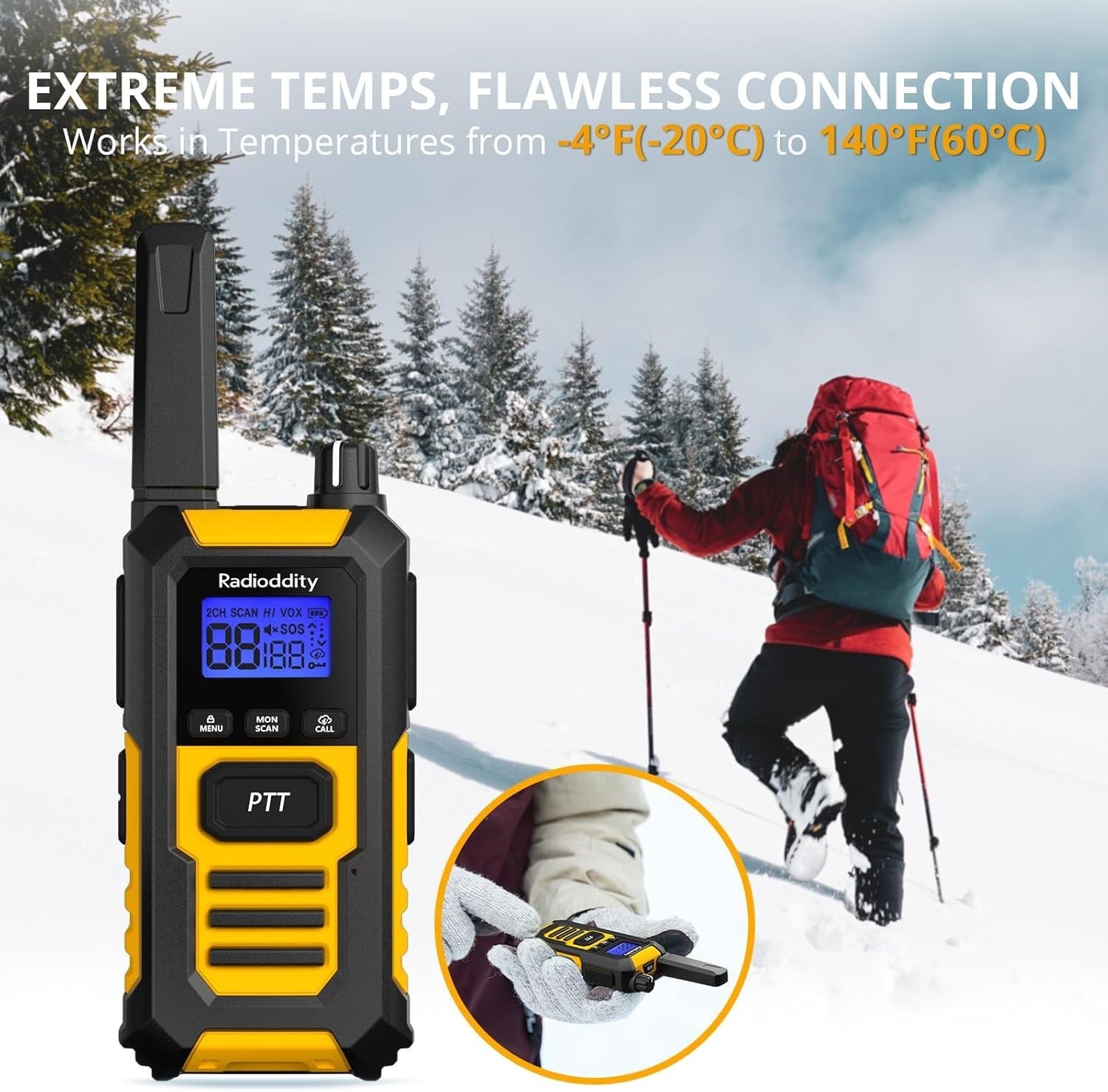 IP67 Waterproof Walkie Talkies 4 Pack 6KM Range Rugged Two Way Radio