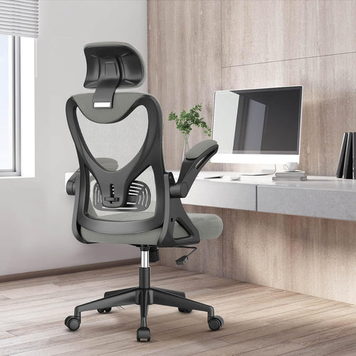 Ergonomic High Back Mesh Office Chair Adjustable Lumbar Headrest Flip-Up Arms