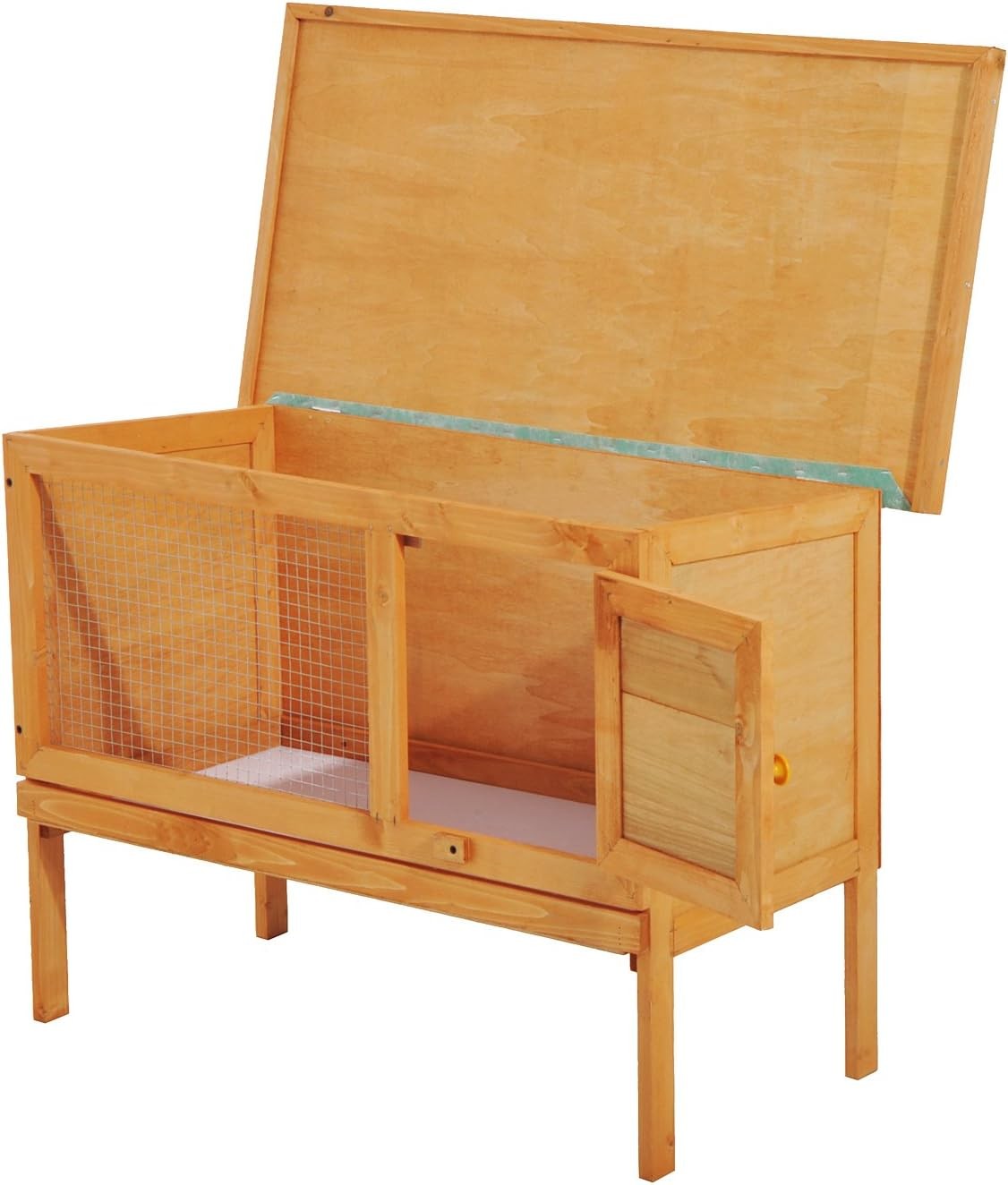 Wooden Rabbit Hutch Outdoor Elevated Guinea Pig Cage with Sliding Tray