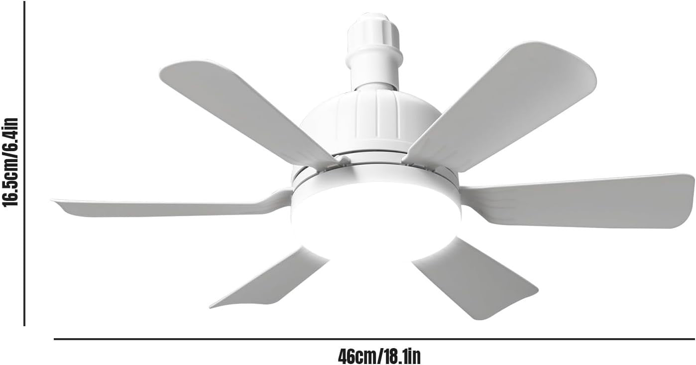 46cm Ceiling Fan Light, E27 Bulb, 3-Speed, Remote, Dimmable LED