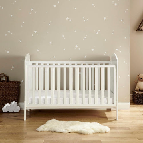 Modern Baby Cot Bed Convertible Toddler Bed Adjustable Height White 2 Count