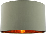Olive Green Drum Lamp Shade Copper Lined Large 20" Floor Pendant Modern