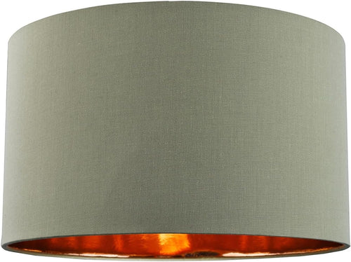Olive Green Drum Lamp Shade Copper Lined Large 20" Floor Pendant Modern