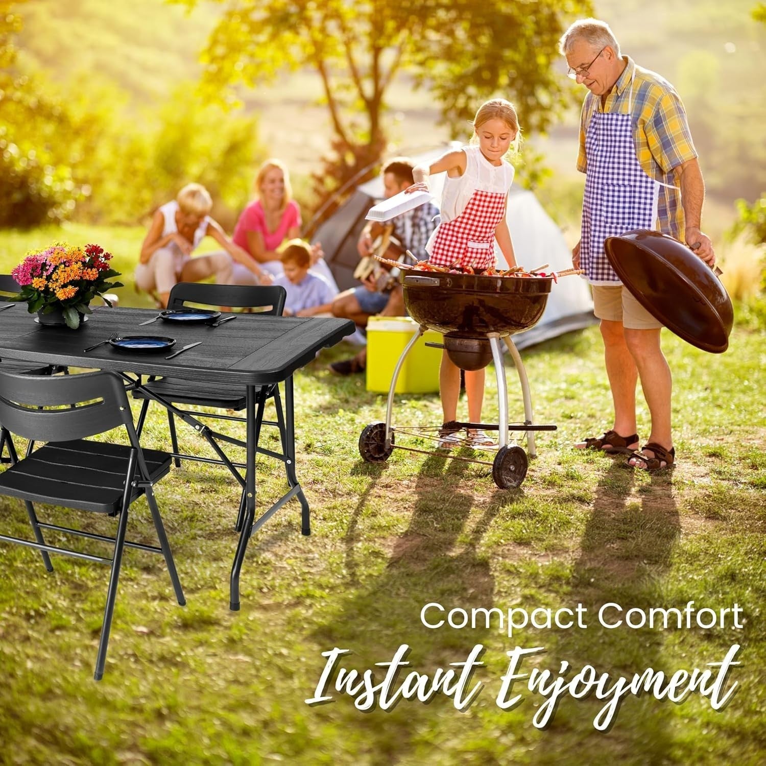 6ft Folding Table & 4 Chairs Set – Indoor/Outdoor, Space-Saving, Durable
