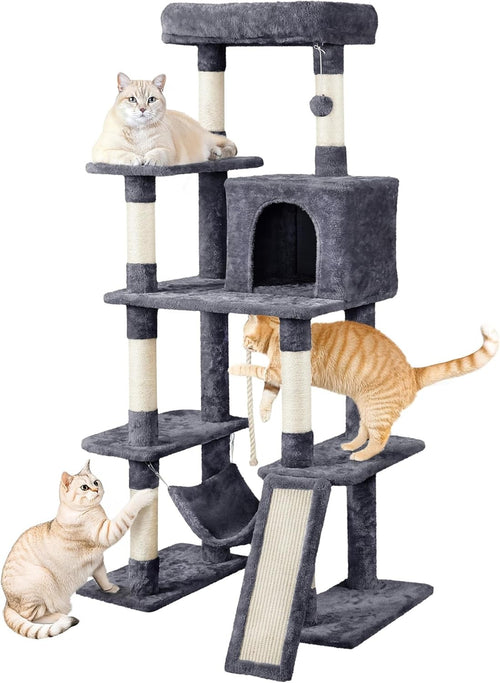 Large Cat Tree 137cm Multi Level Tower Condo Hammock Scratching Posts
