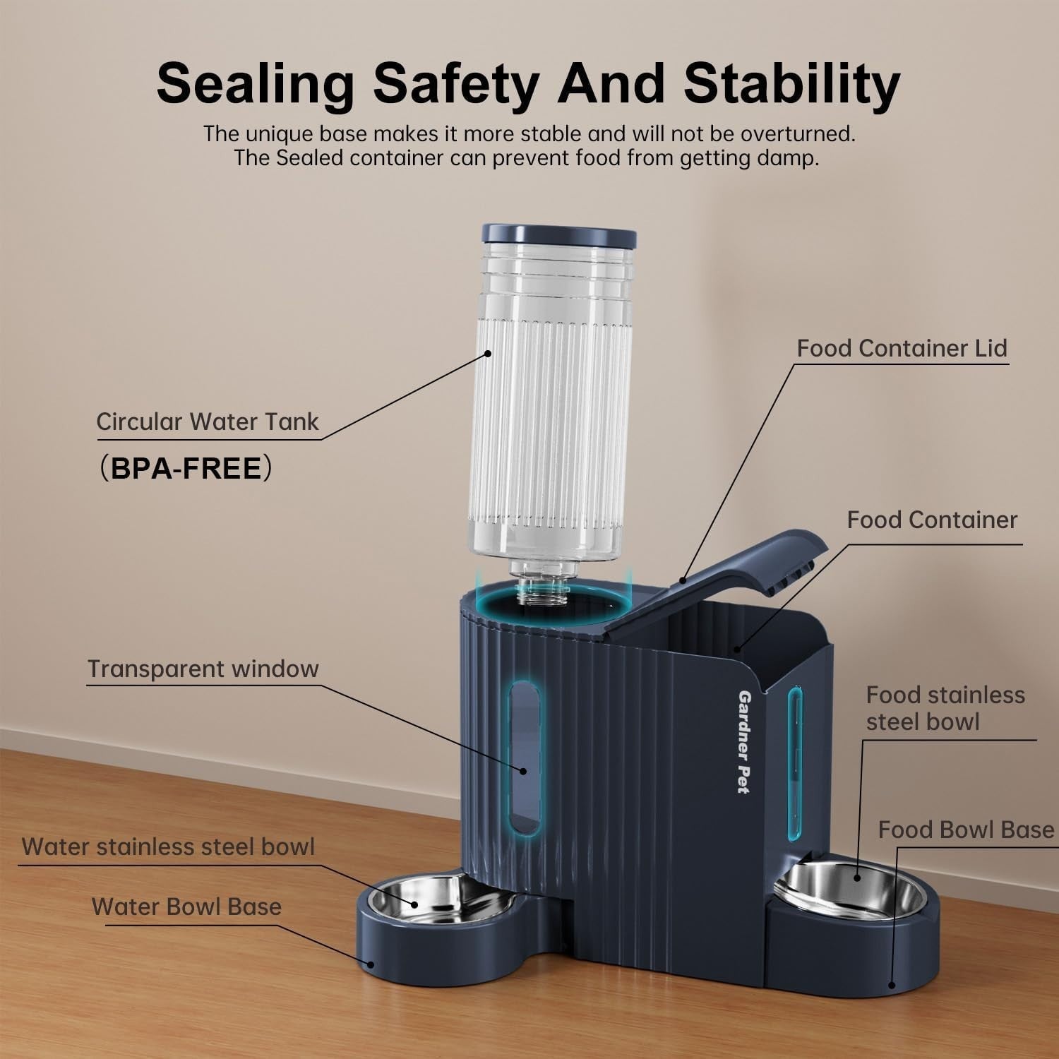 2 in 1 Gravity Pet Feeder Water Dispenser 3L Auto Food Station Blue
