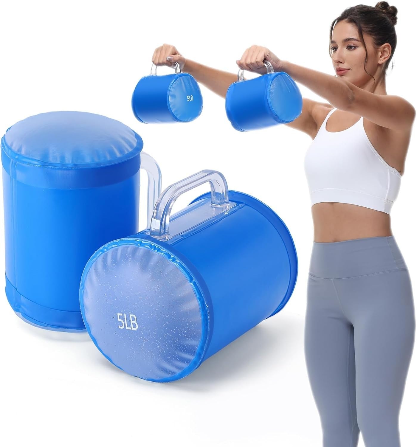 Water Dumbbells Adjustable Pair Travel Fitness Weights Lightweight Home Gym