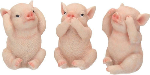 Three Wise Pig Figurines Resin 9.5cm Cute Ornament Set Home Decor Gift