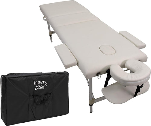 Portable 3-Section Massage Table Aluminium Folding Beauty Therapy Spa Bed White