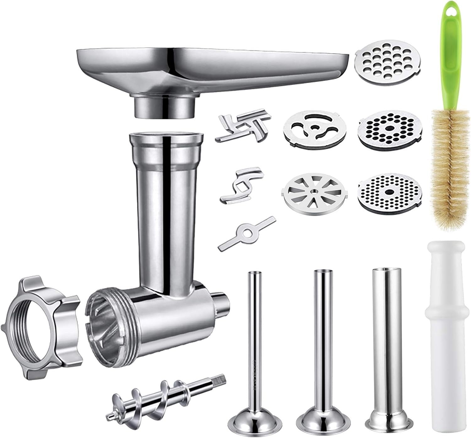 Metal Meat Grinder Attachment Sausage Stuffer 5 Plates Mixer Fit