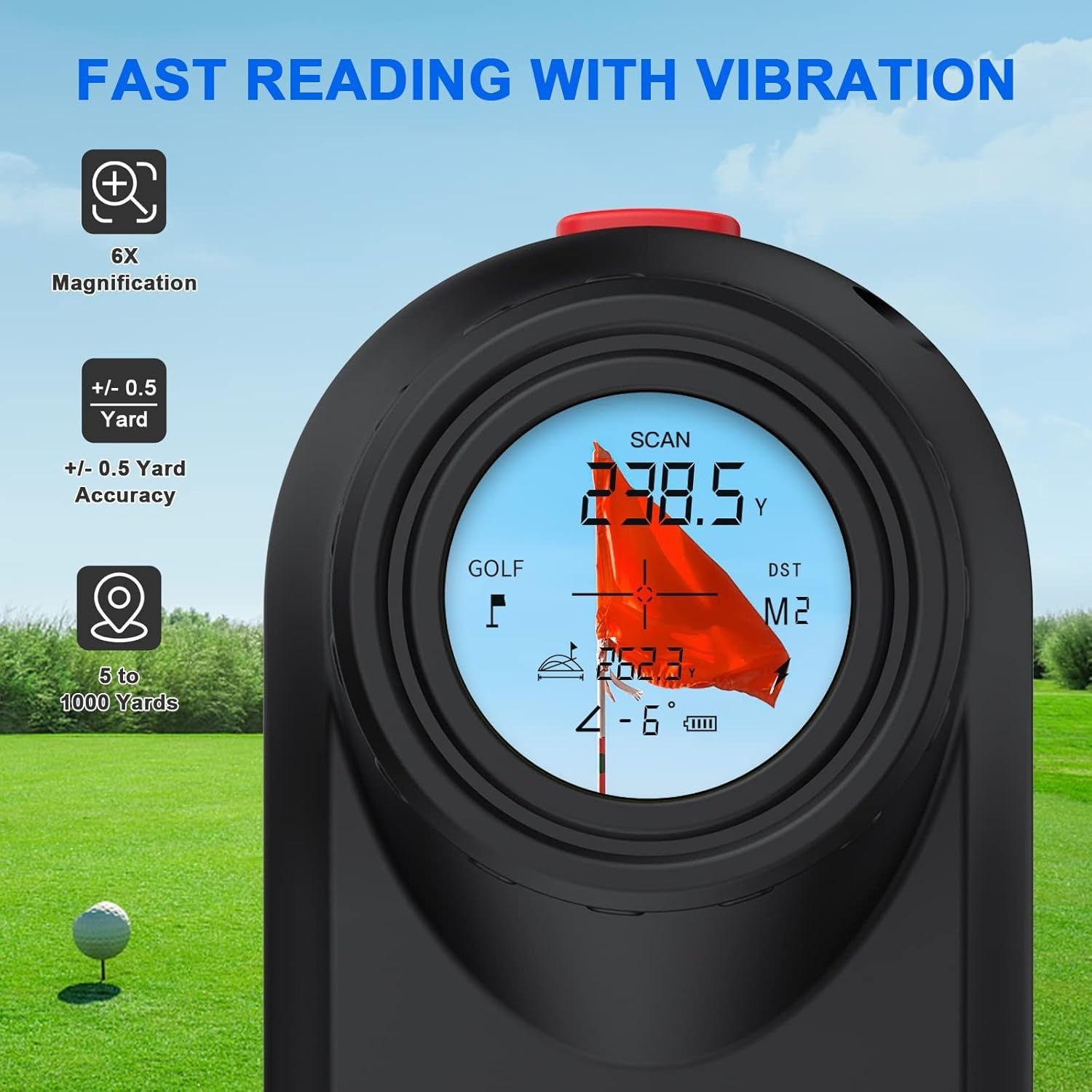 Golf Rangefinder 1500Y Slope Rechargeable Flag Lock Continuous Scan