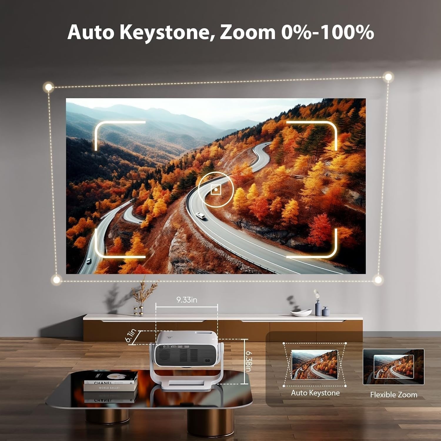 Android 11 Smart Projector 1080P WiFi 6 Bluetooth 28000 Lumens