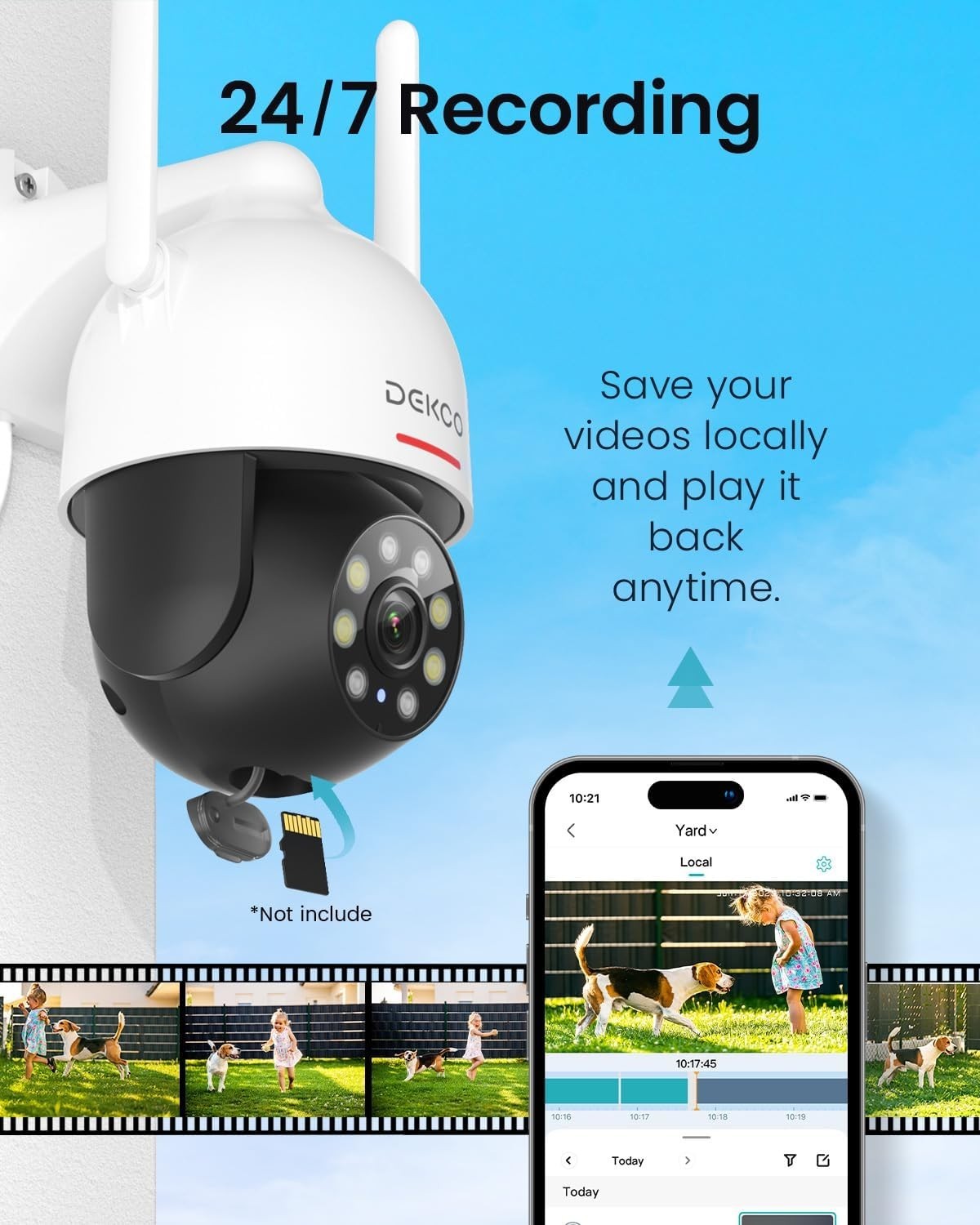 2K PTZ Outdoor Security Camera WiFi 360° Auto Tracking Night Vision