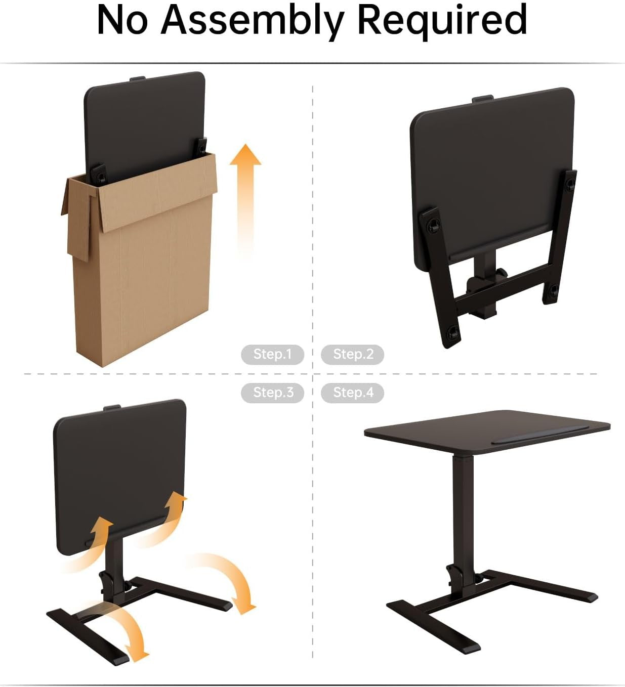 Black Mobile Folding Sit Stand Desk Height Adjustable Laptop Table on Wheels