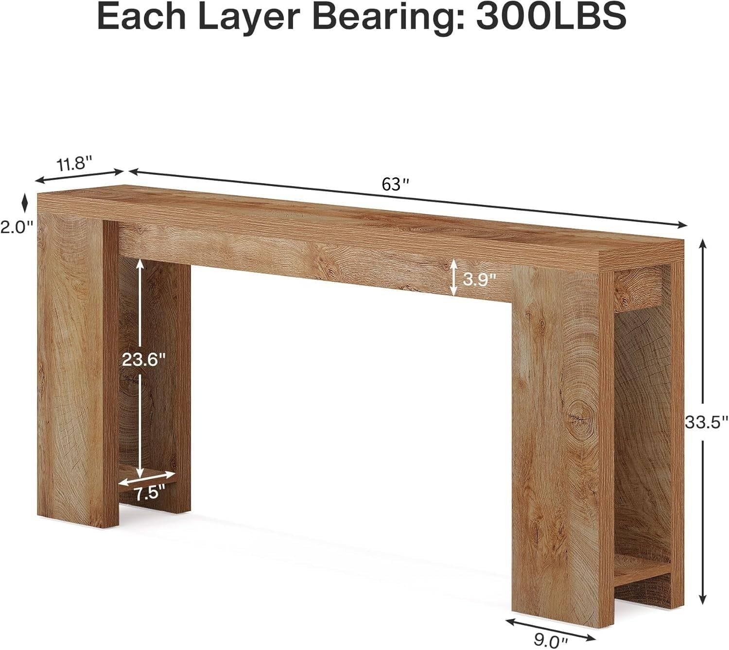 Extra Long Farmhouse Console Table, Rustic Wood Entryway Sofa Table