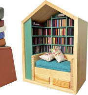 Mini Bookshelf Fidget Toy Wooden Tiny Library Stress Desk Decor