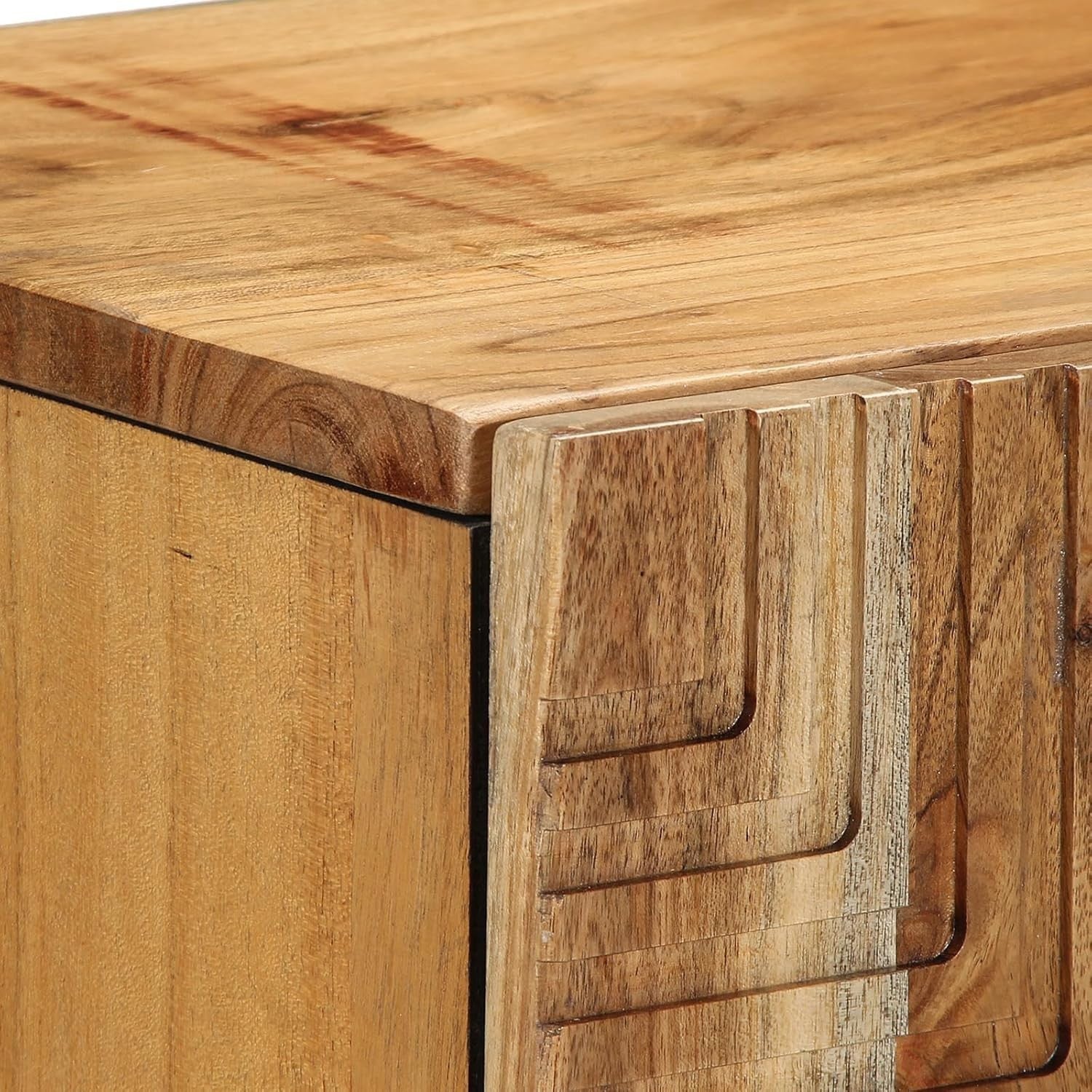 Stylish Acacia Media Storage Cabinet with Dual Doors & Shelves - 90x35x75cm