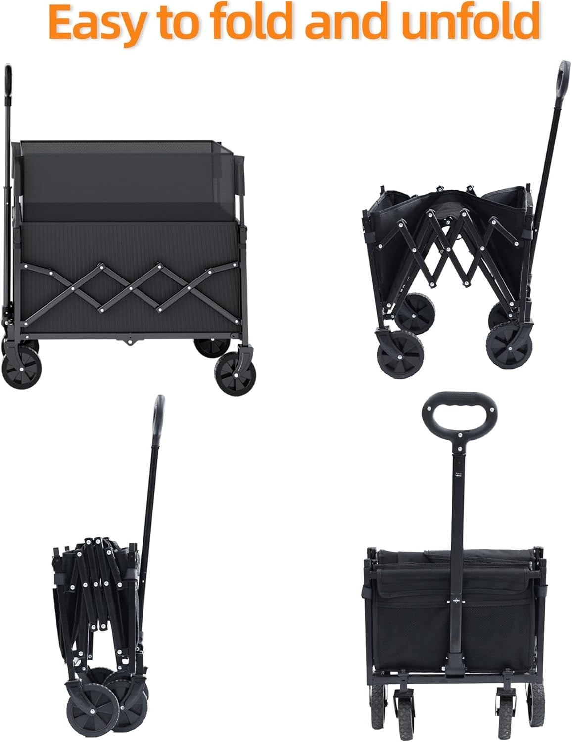 120L Folding Festival Trolley Heavy Duty Camping Garden Utility Wagon 220lbs