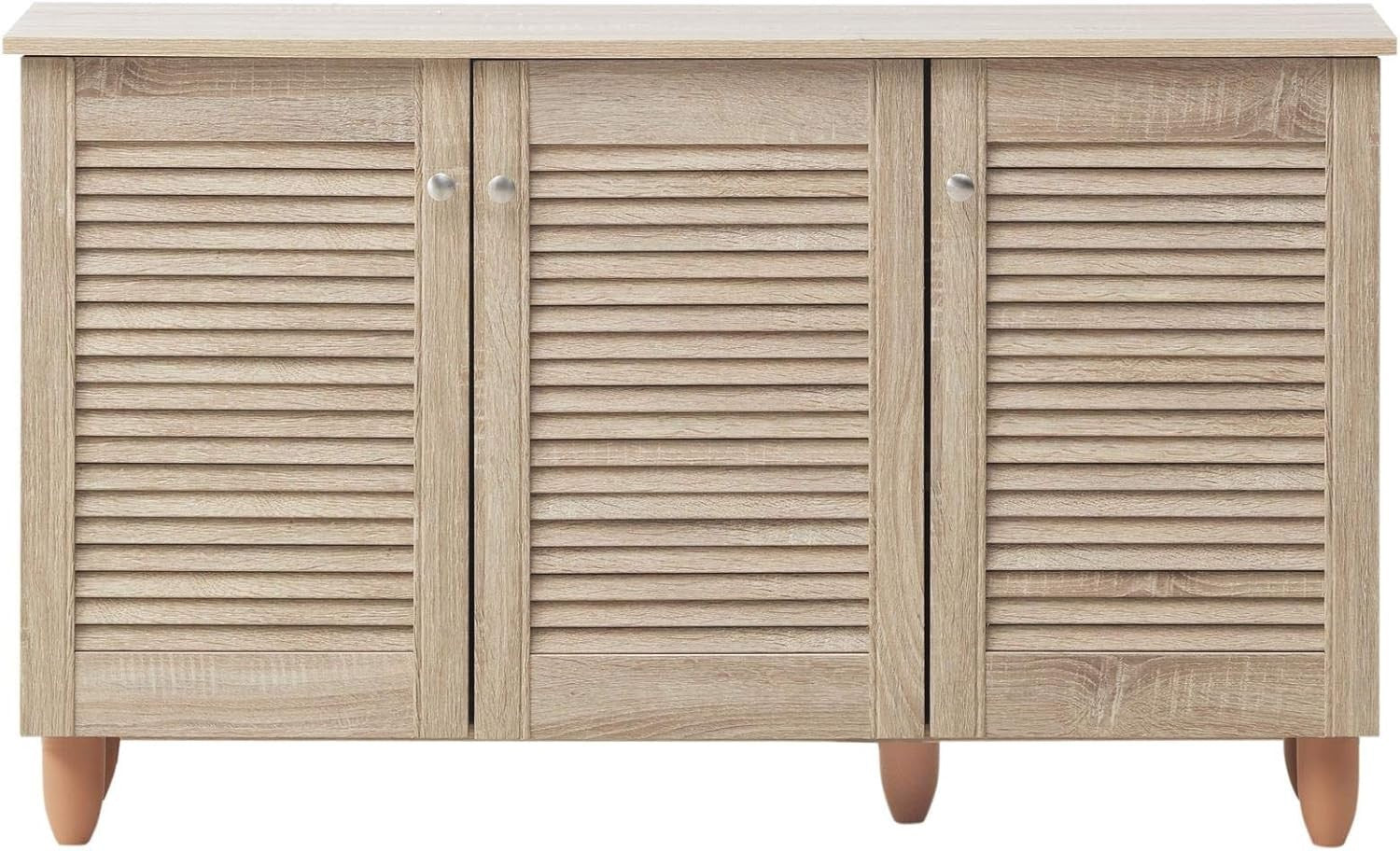 Modern 3 Door Shoe Storage Cabinet Organizer Stand Rack Oak 15 Pairs