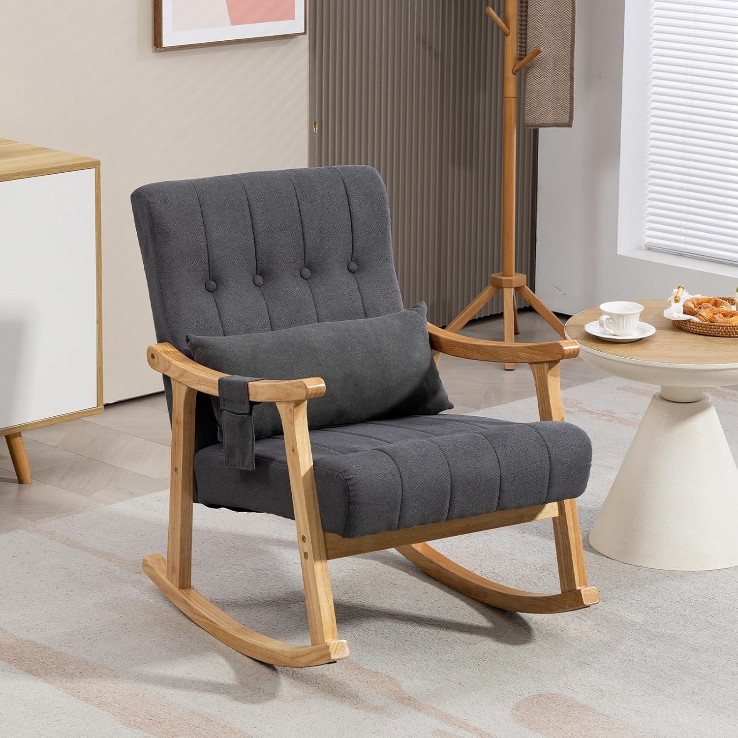 Massage Rocking Chair Grey – High Back, Comfy Support, Petite Fit, 330lbs