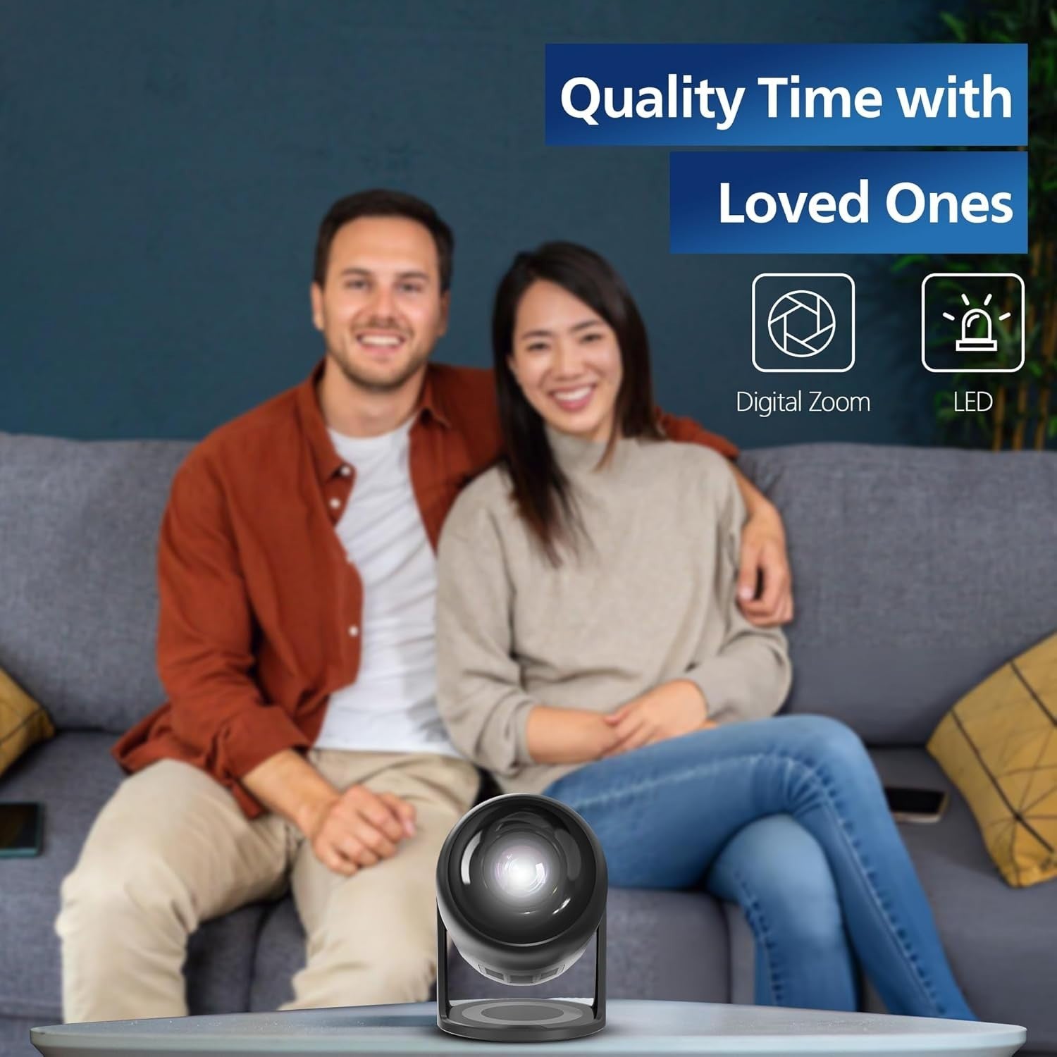 1080P Home Theater Projector WiFi 6 180° Rotatable Stereo 80”