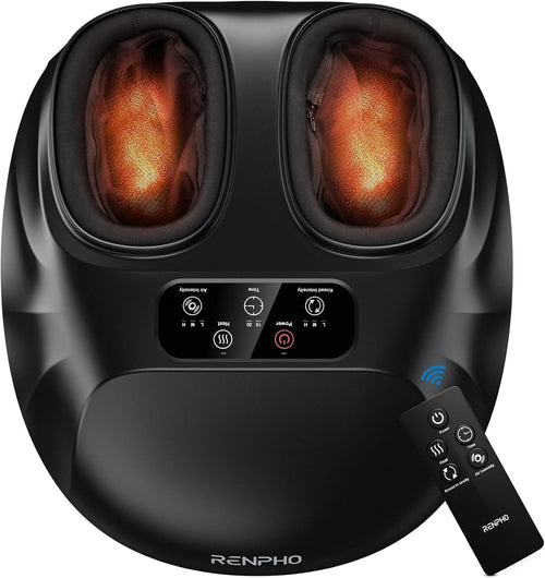 Electric Foot Massager with Heat, Shiatsu Kneading & Remote Control for Size 14