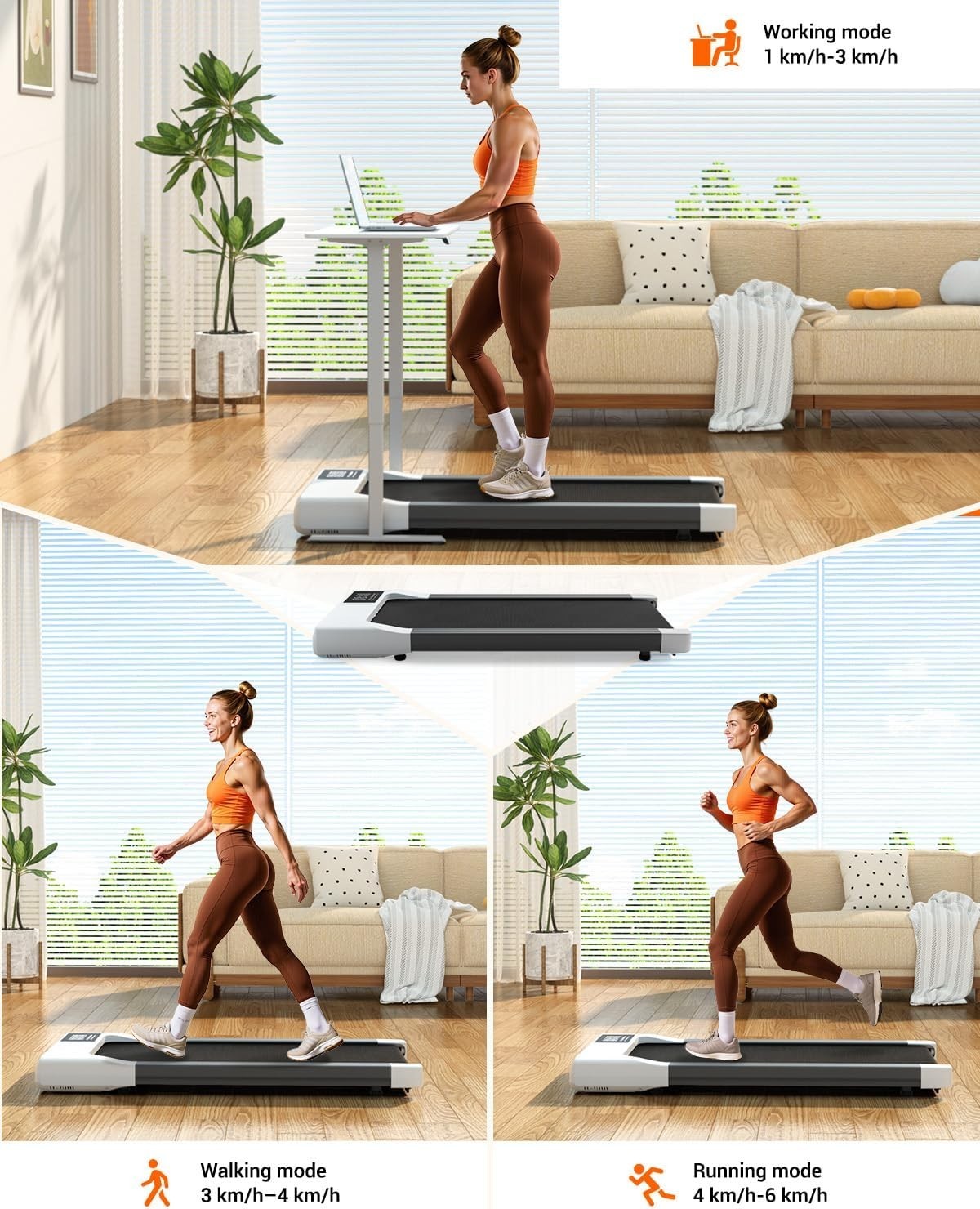 Compact Under Desk Treadmill – Quiet, Shock-Absorbing, AI Training, App-Control