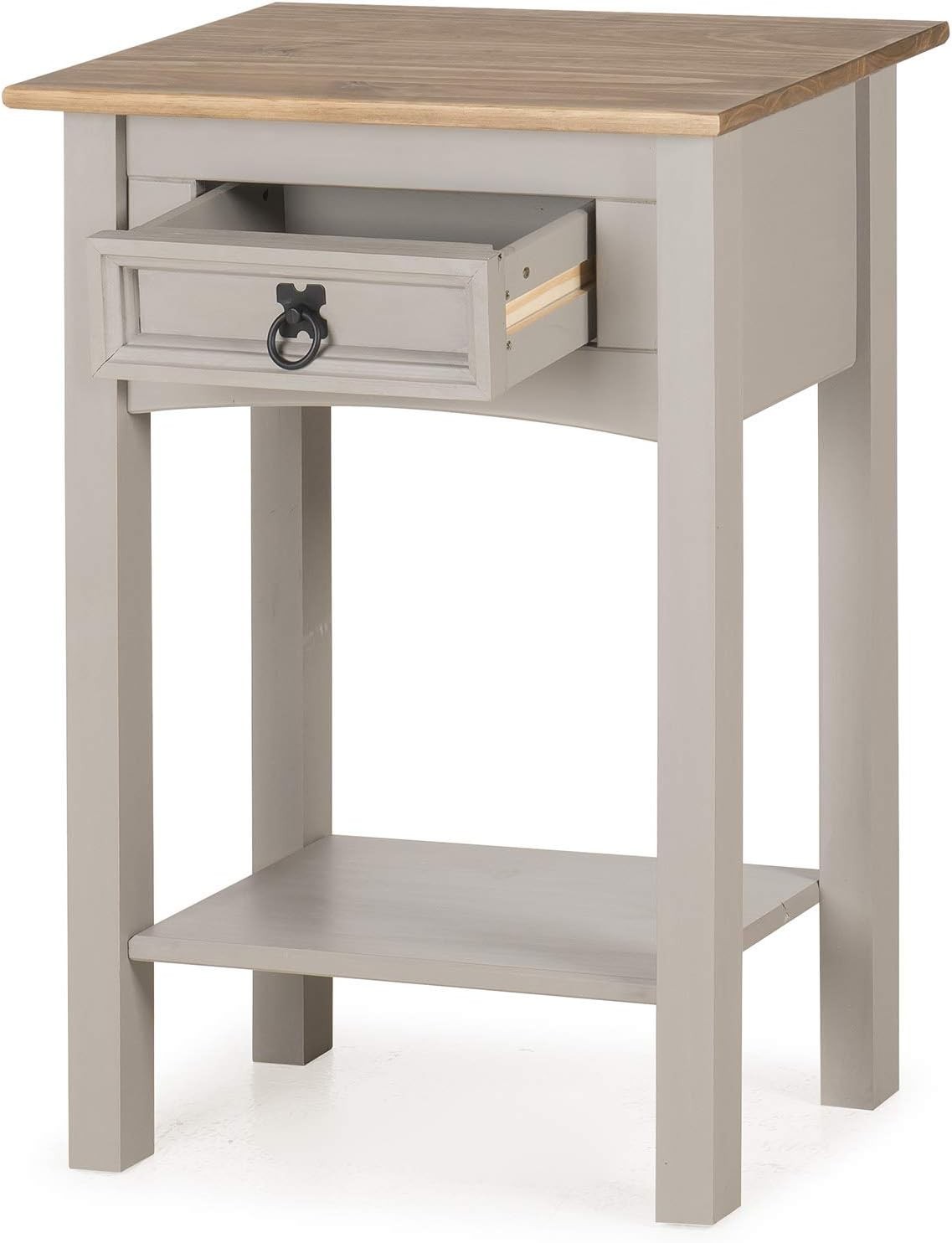 Grey 1 Drawer Console Table with Antique Wax Top, Durable Wood, 35kg Load