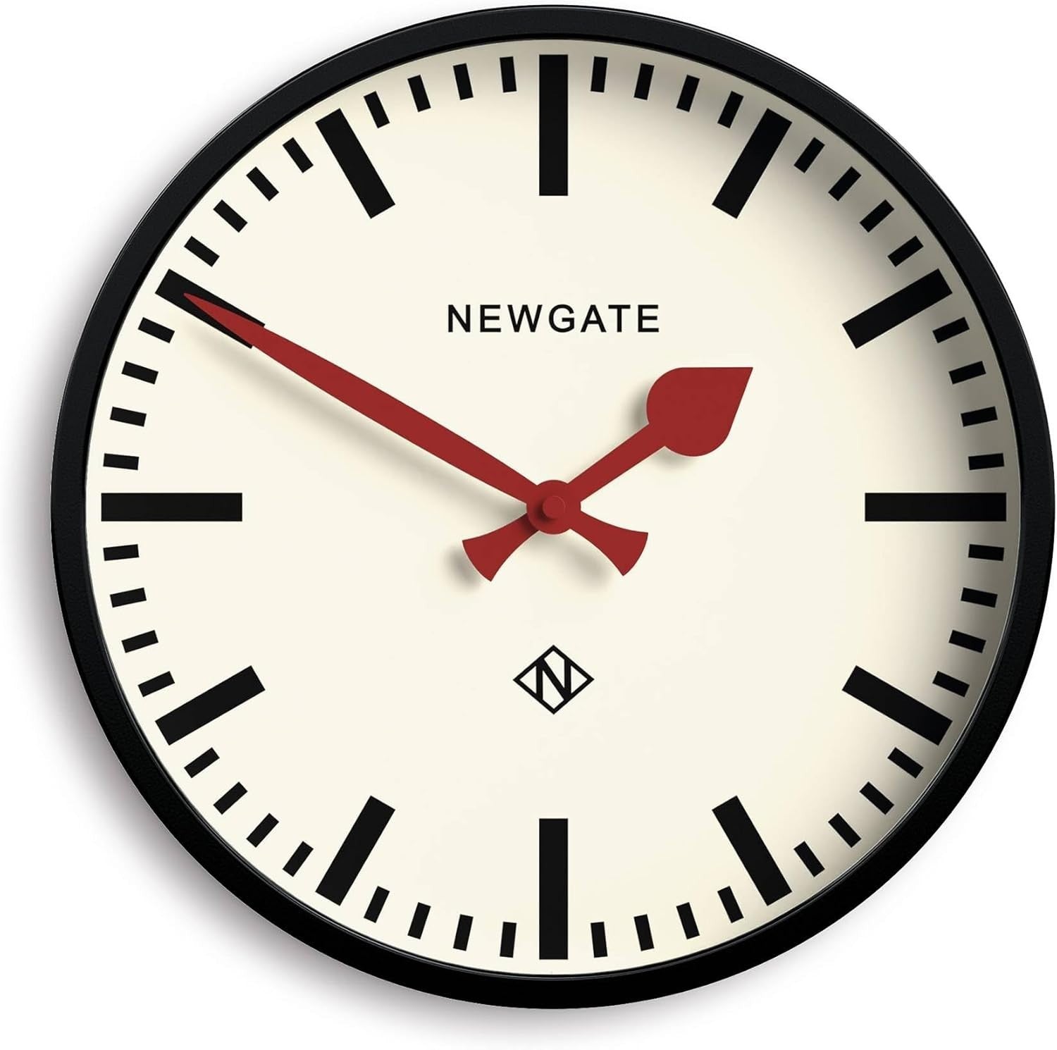 Retro Wall Clock 30cm Silent Sweep Metal Station Design Black Hands
