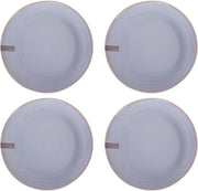 Set of 4 Stoneware Dinner Plates Reactive Glaze Blue Grey Kitchen Plates