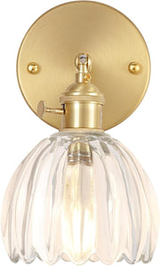 Vintage Gold Wall Sconce Lamp with 180° Adjustable Light & Switch, Indoor