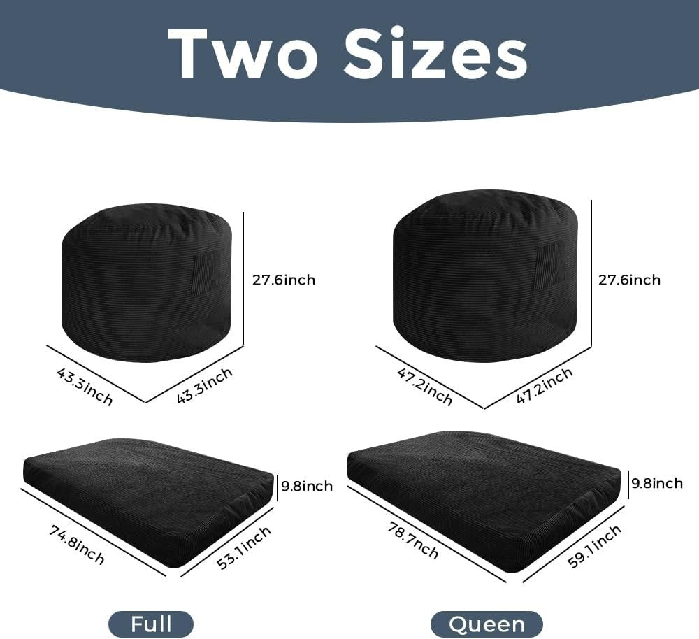 Convertible Bean Bag Bed Sofa – Soft Corduroy, Removable Cover, Multi-Use