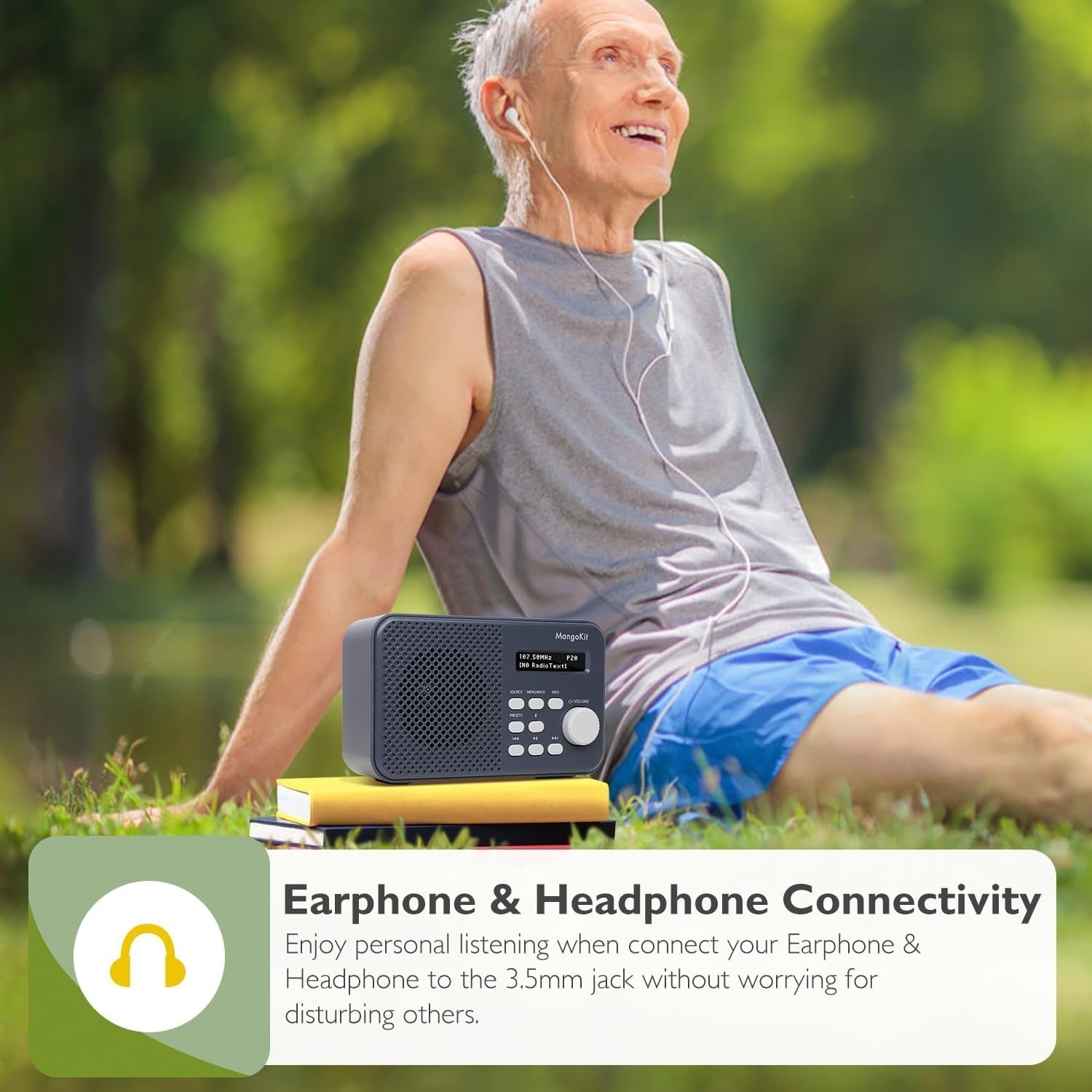 Portable DAB DAB+ FM Radio Bluetooth Kitchen Alarm Dark Grey