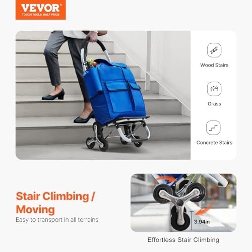 36L Folding Stair Climber Trolley Cart Grocery Laundry Handcart Blue