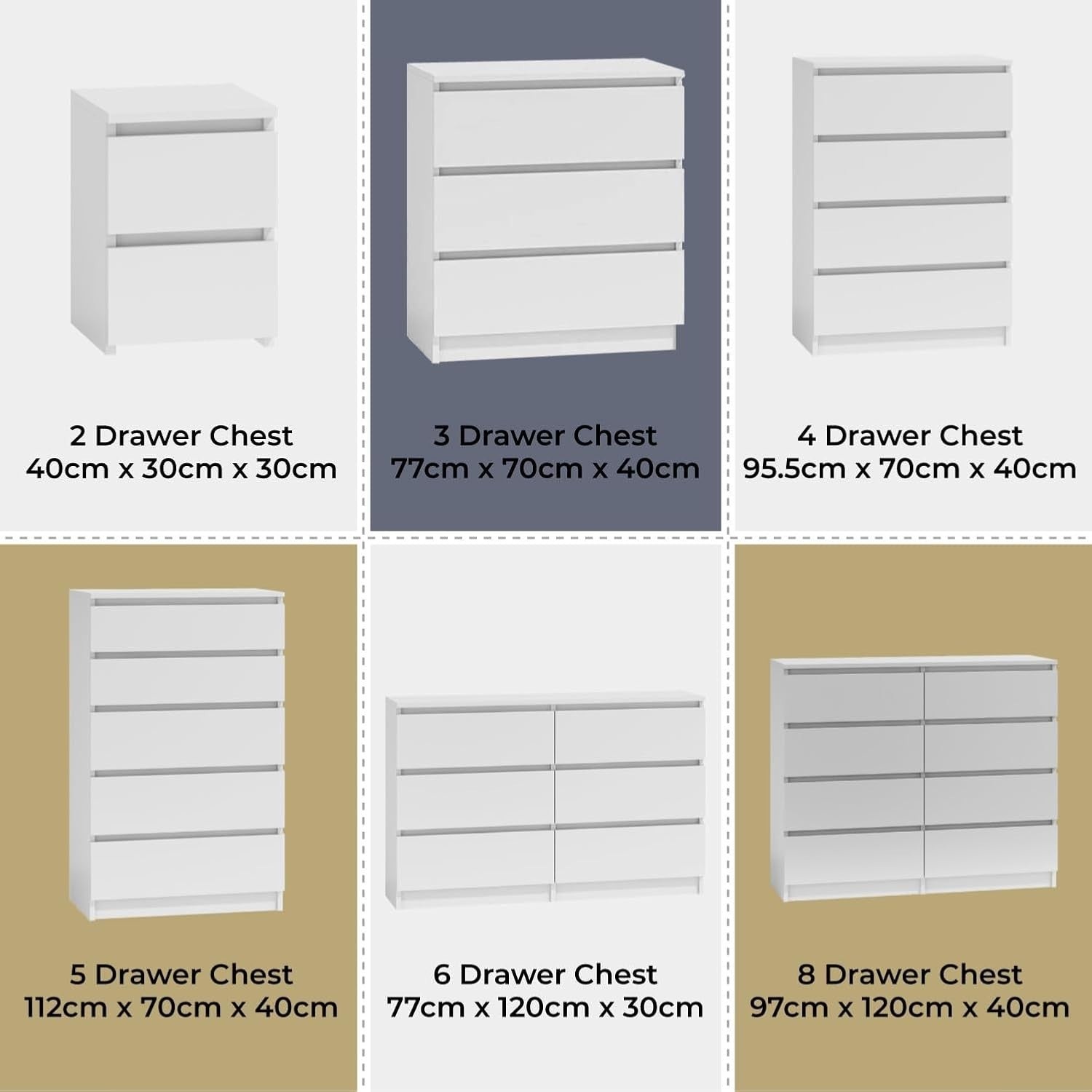 5 Drawer Tall White Chest Storage Cabinet Bedroom Organizer with Matte Finish