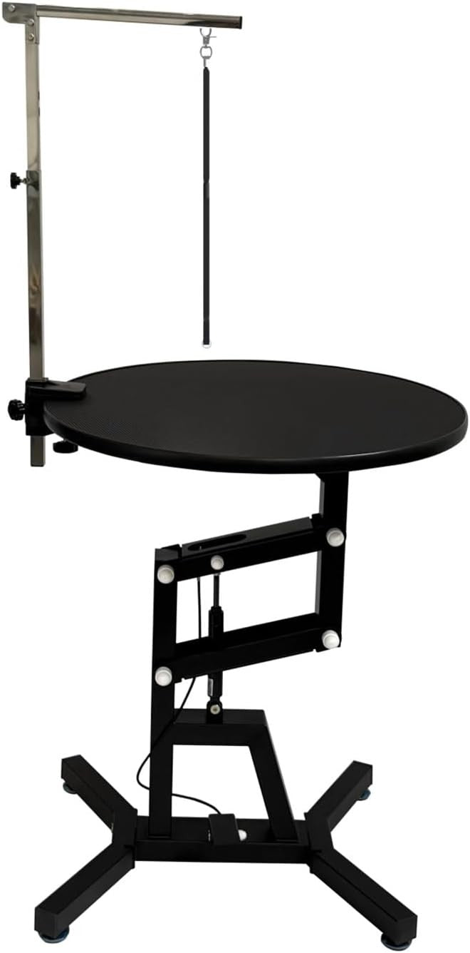Heavy Duty Dog Grooming Table Height Adjustable Round Non-Slip with Arm