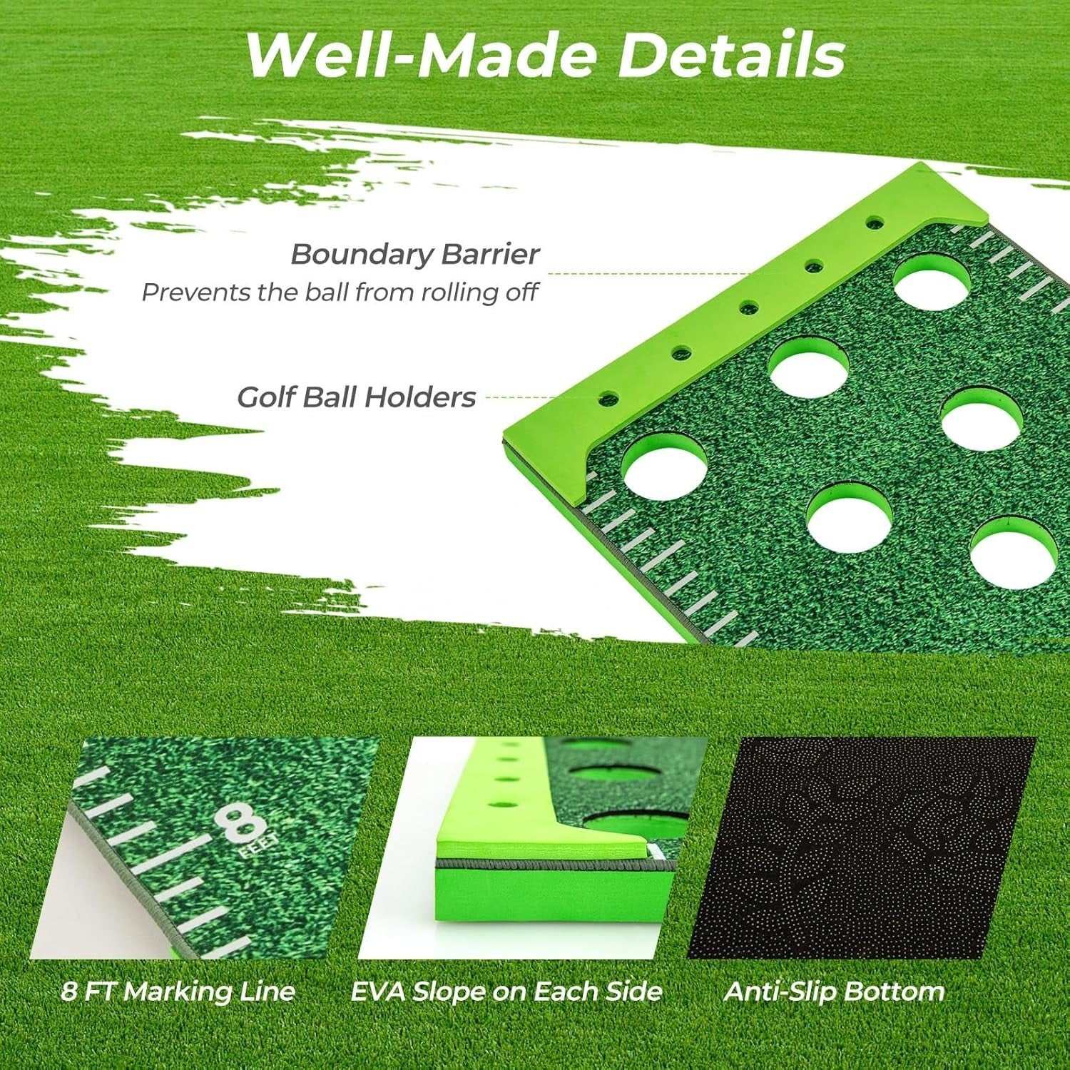 Portable Golf Pong Putting Green Game Set Indoor Outdoor w Putters Balls Bag