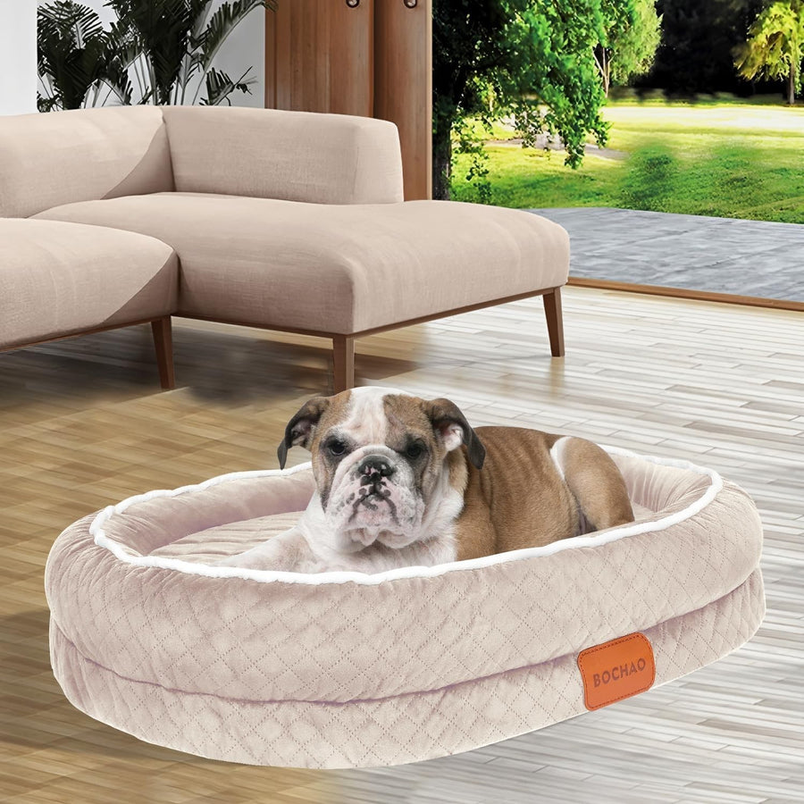 Orthopedic Memory Foam Dog Bed 90x70cm Washable Beige