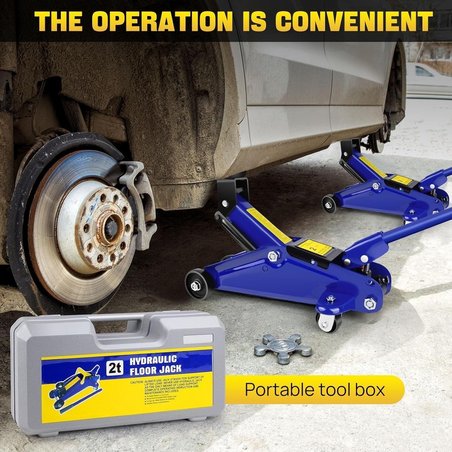 2 Ton Low Profile Hydraulic Trolley Jack 135–320mm Blue w/ Case Heavy Duty