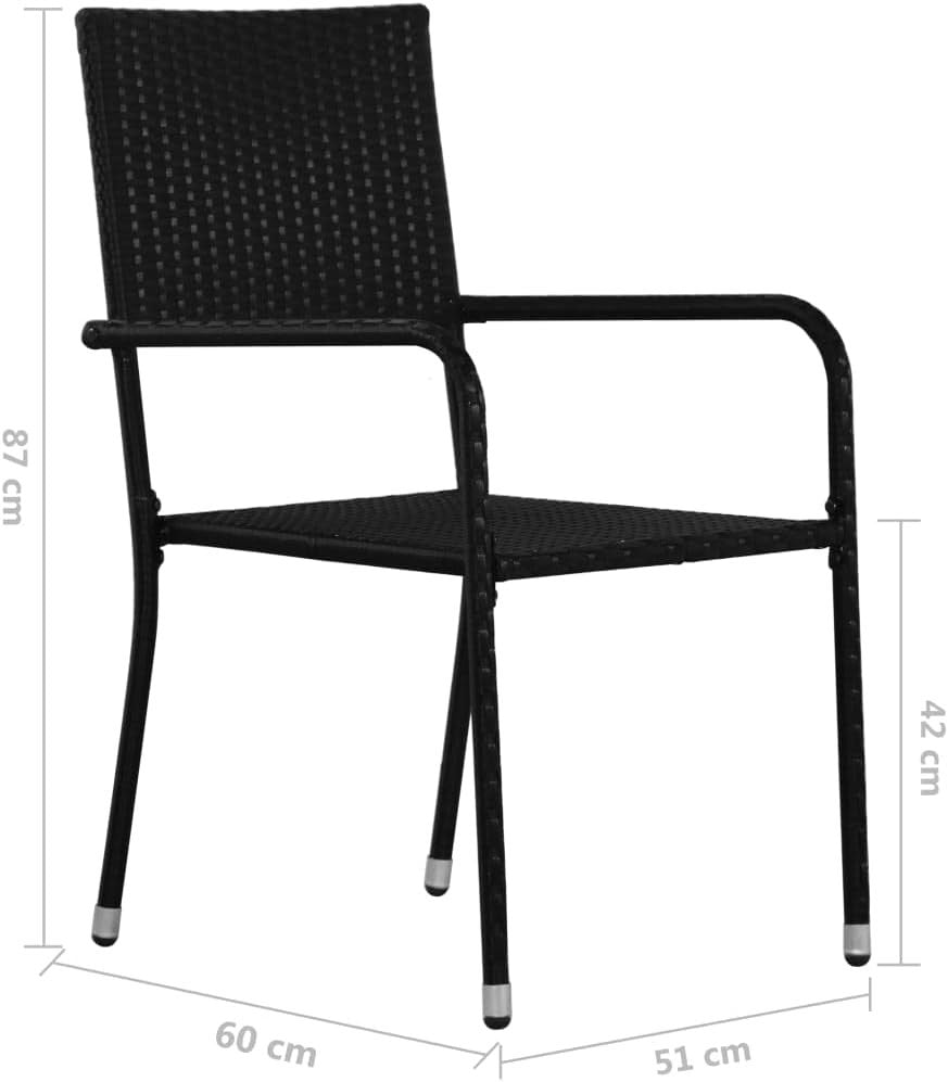 Stackable Garden Dining Chairs Set of 2 Poly Rattan Patio Balcony Seat