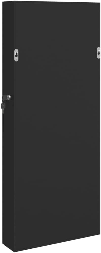 LED Wall Mounted Jewelry Cabinet Mirror Lockable Storage Organizer Black