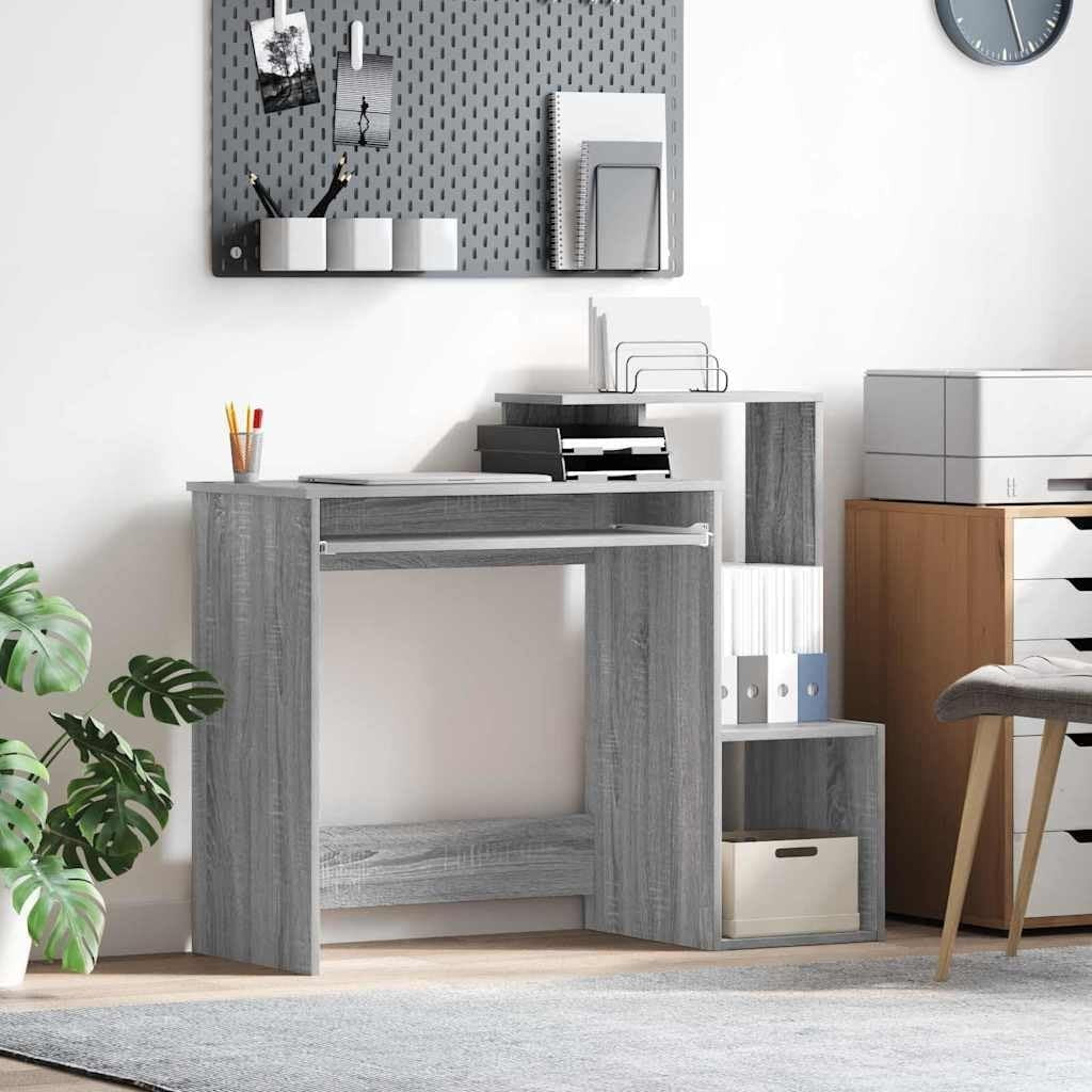 Grey Sonoma Desk 106x40cm Modern Office Table with Storage Shelves