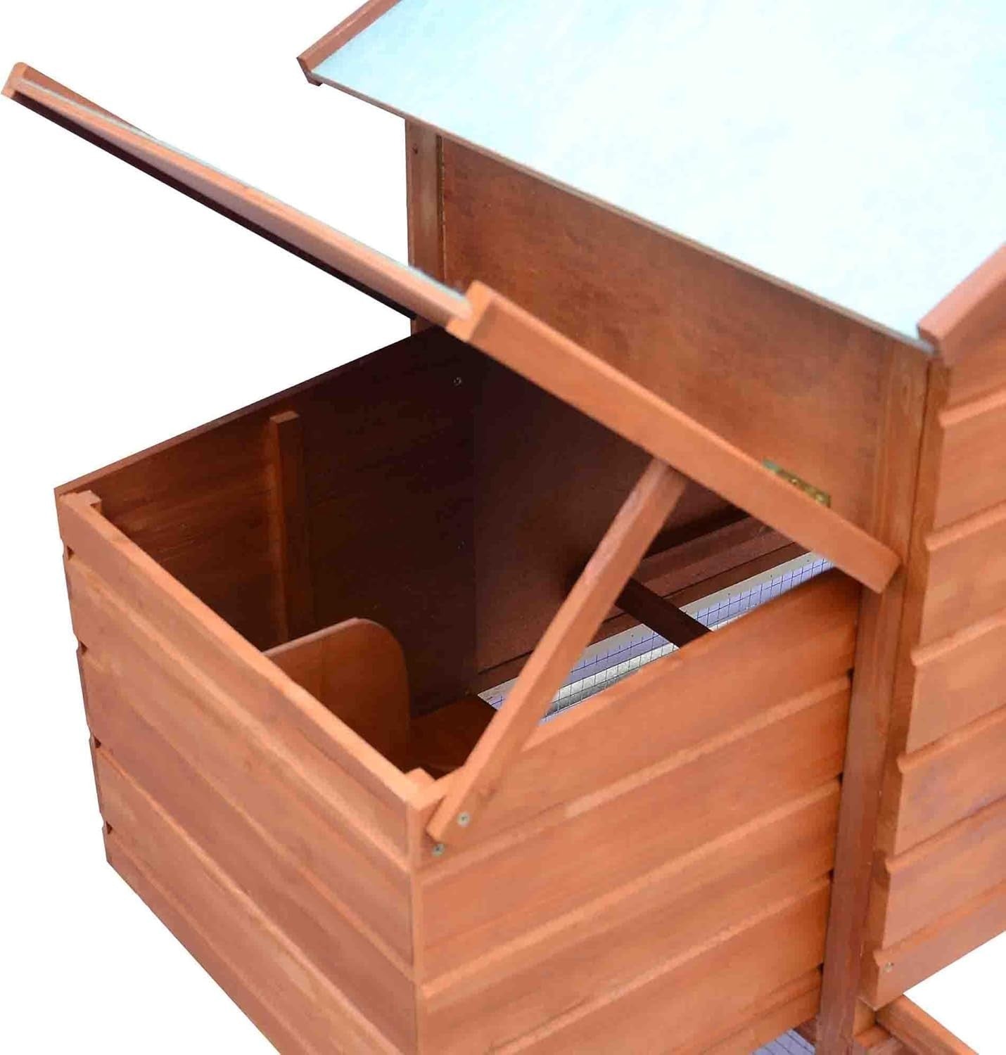 Wooden Chicken Coop with Run Nest Box Easy Clean Tray Outdoor Hen House