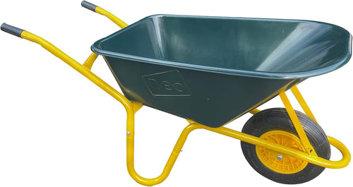 110L Heavy Duty Garden Wheelbarrow Green – Pneumatic Tyre w/ Plastic Tray 150kg
