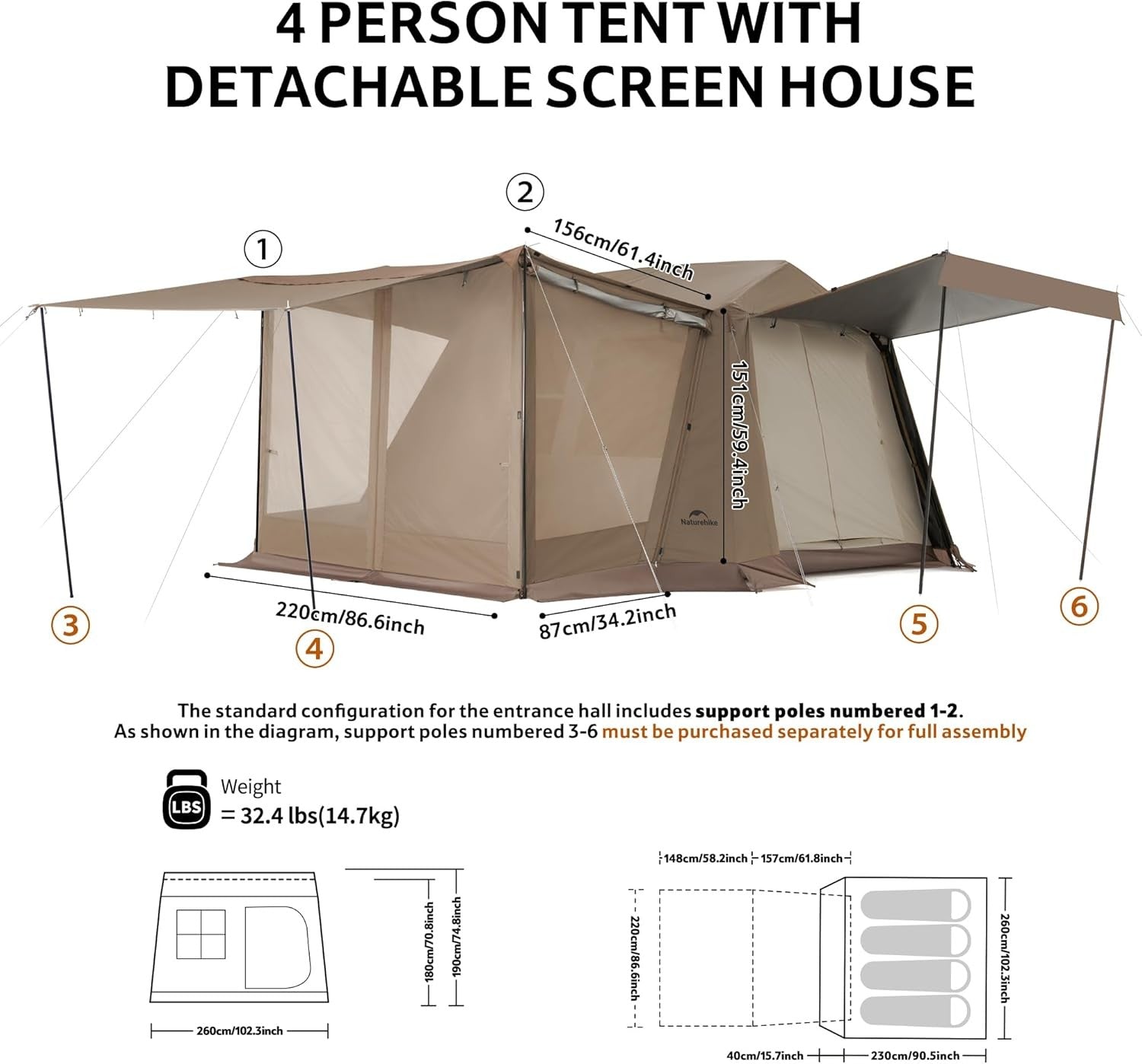 Pop Up Camping Tent 2 4 6 8 Man Waterproof Automatic Family