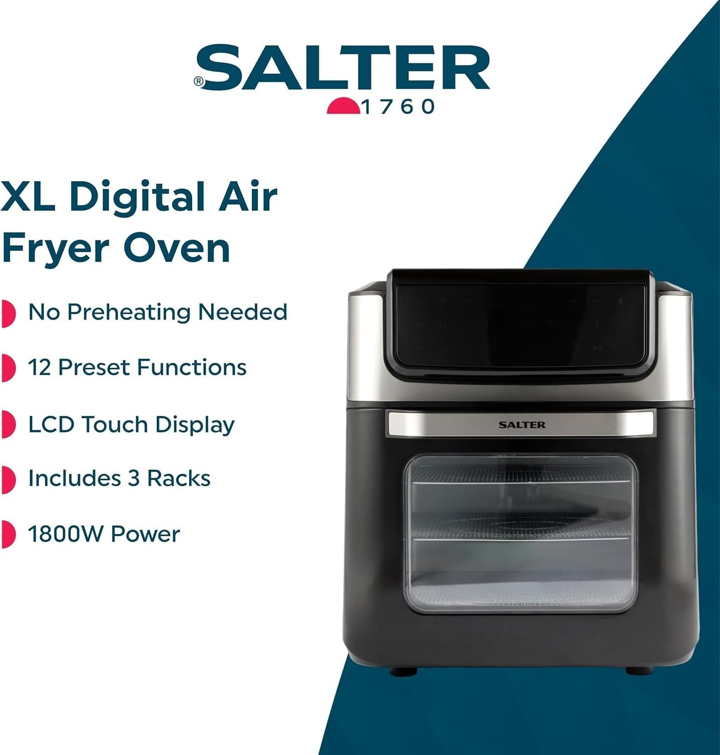 12L Digital Air Fryer Oven | 12 Presets, Rotisserie, 3 Racks, No Preheat, LCD