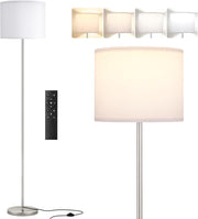 LED Floor Lamp with Remote Dimmable Brightness White Shade Modern Standing
