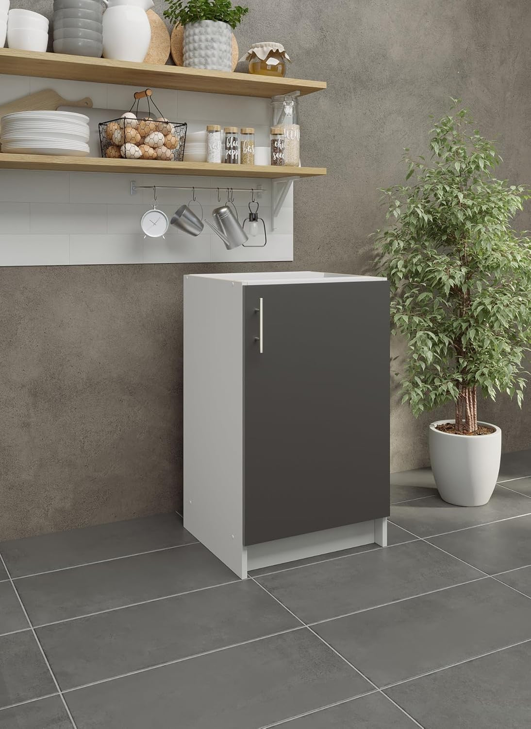 Modern 500mm Dark Grey Matt Kitchen Base Cabinet Cupboard Storage