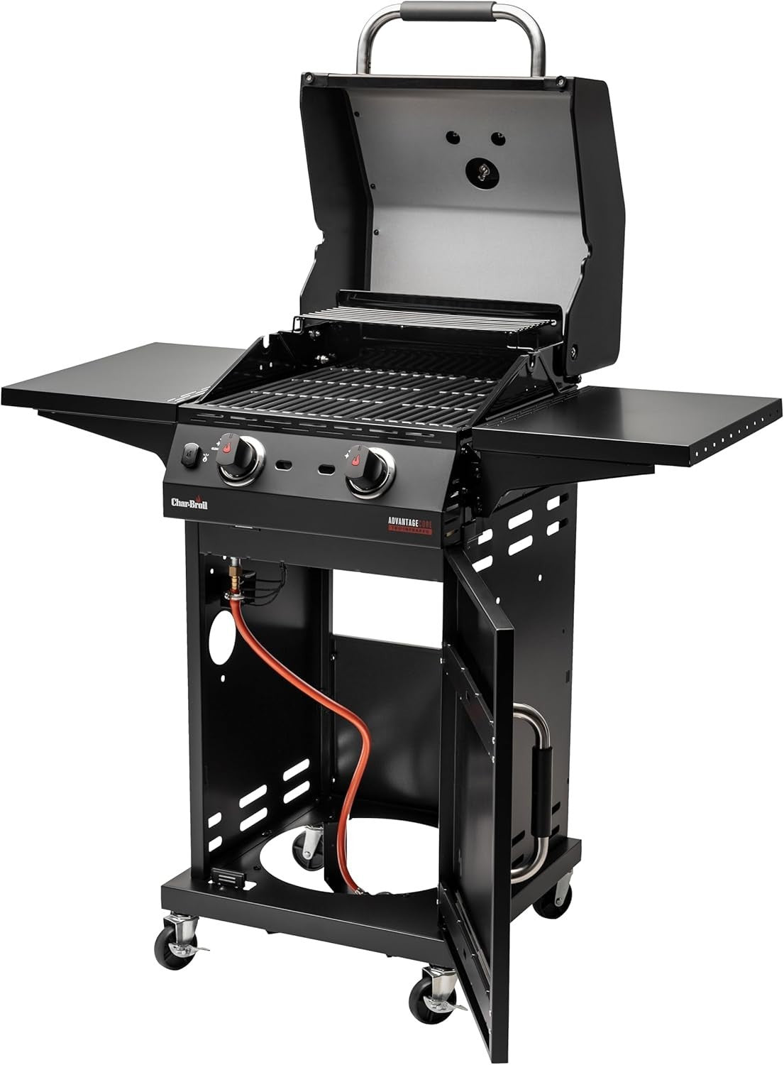 2 Burner Gas BBQ Grill with Infrared Heat, Folding Shelves & Cast Iron Grates