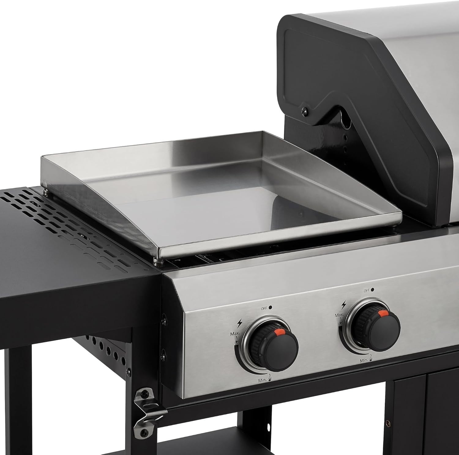 3-in-1 Gas BBQ Grill with Pizza Oven & Hot Plate | 4 Burner | Foldable Shelves